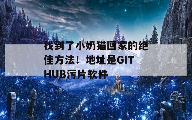 找到了小奶猫回家的绝佳方法！地址是GITHUB污片软件