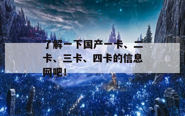 了解一下国产一卡、二卡、三卡、四卡的信息网吧！