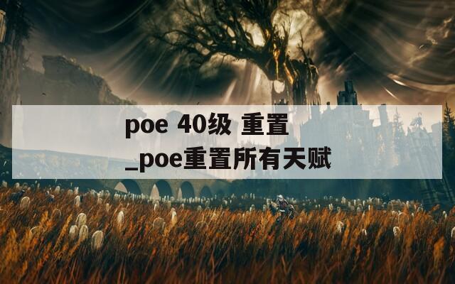 poe 40级 重置_poe重置所有天赋